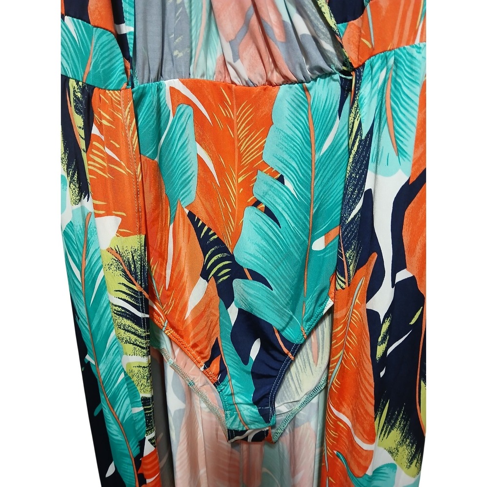 Fashion to Figure Off Shoulder Tropical Maxi Dress with Bodysuit Size 1 Orange - Picture 3 of 13